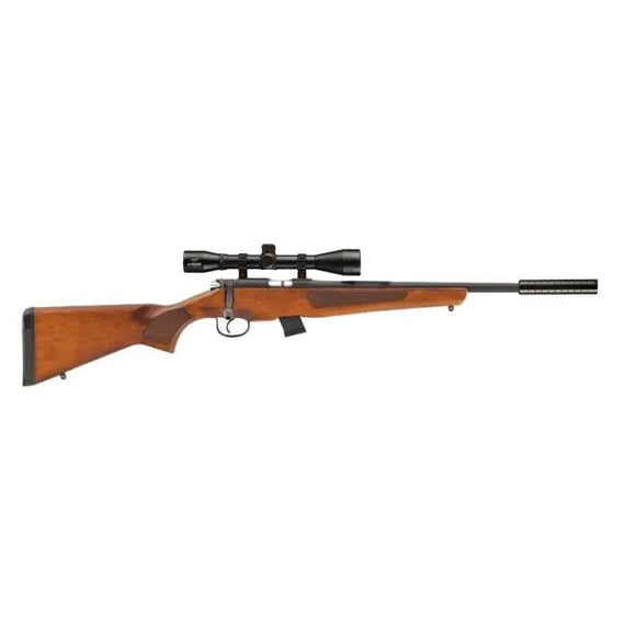 ESCORT WALNUT SCOPED AND SUPPRESSED YOUTH PACKAGE 18” – 22LR