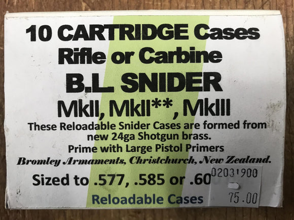 Snider Cartridge Cases sized to .600