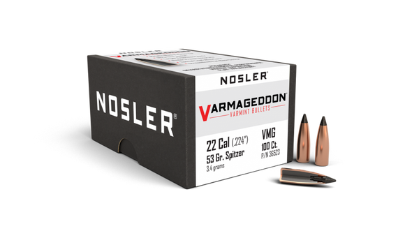 Nosler 22cal 53gr Varmageddon FB Tipped Projectiles Box of 100